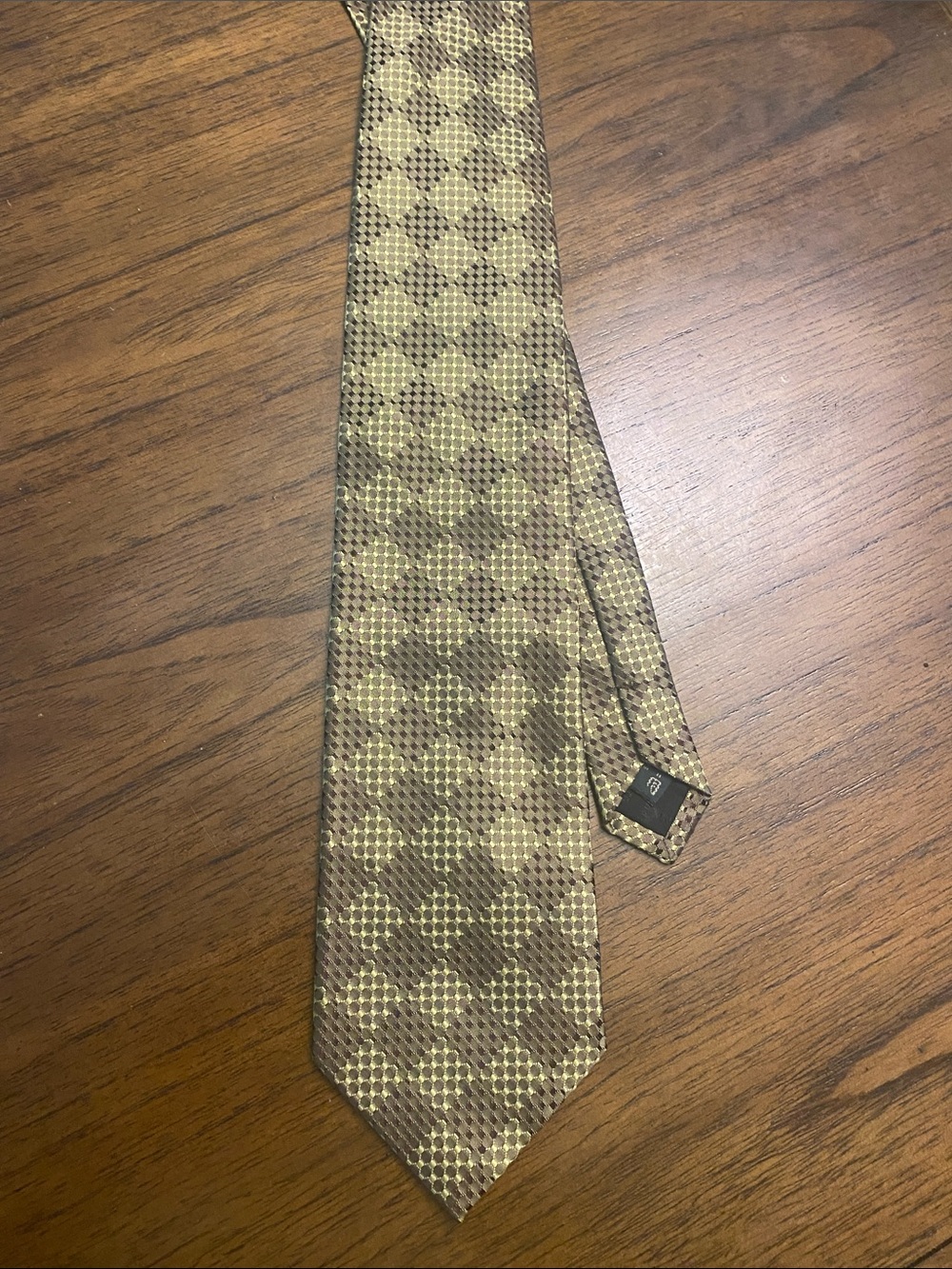 Ermenegildo Zegna Brown and Gold Geometric Silk Tie